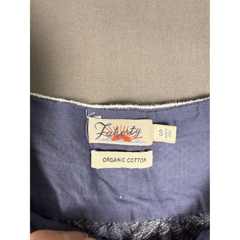 Faherty Tunic Dress Women Size S Blue Organic Cotton Embroidered Square Neck - Picture 2 of 8